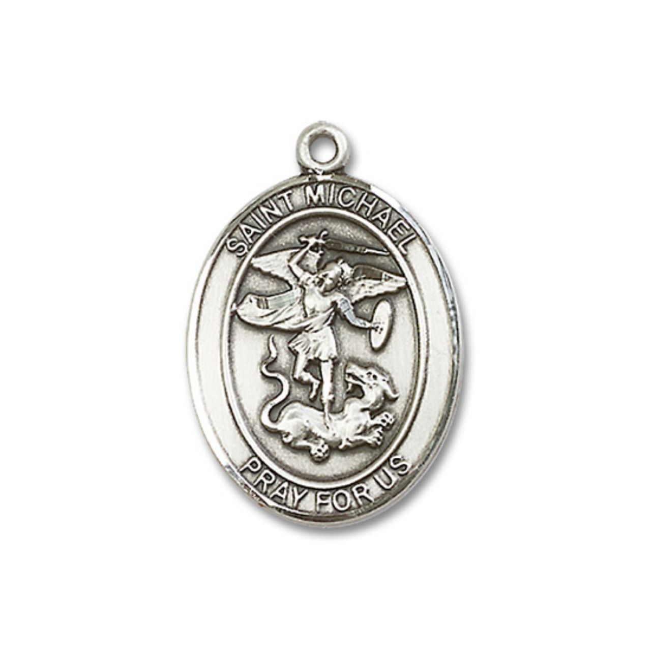 St. Michael Medal - Sterling Silver Oval Pendant (3 Sizes)