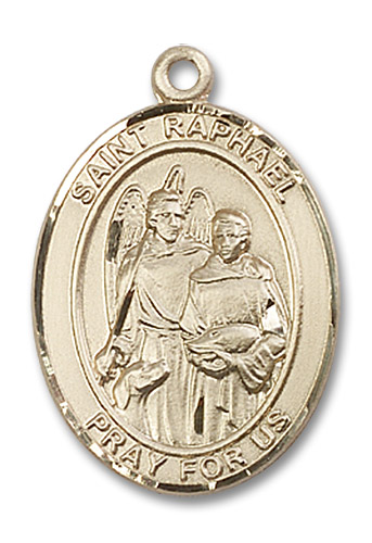St. Raphael Medal - 14kt Gold Oval Pendant (3 Sizes)