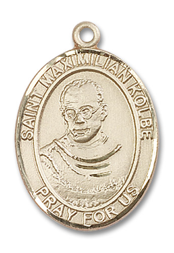 St. Maximilian Kolbe Medal - 14kt Gold Oval Pendant (3 Sizes)