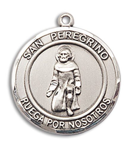San Peregrino Medal - Sterling Silver Round Pendant (2 Sizes)