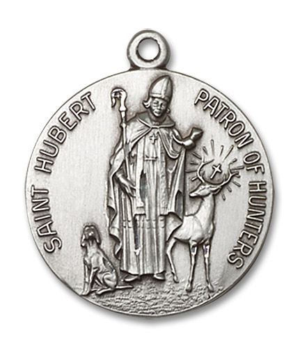 Large St. Hubert Patron of Hunters Medal - Sterling Silver 1