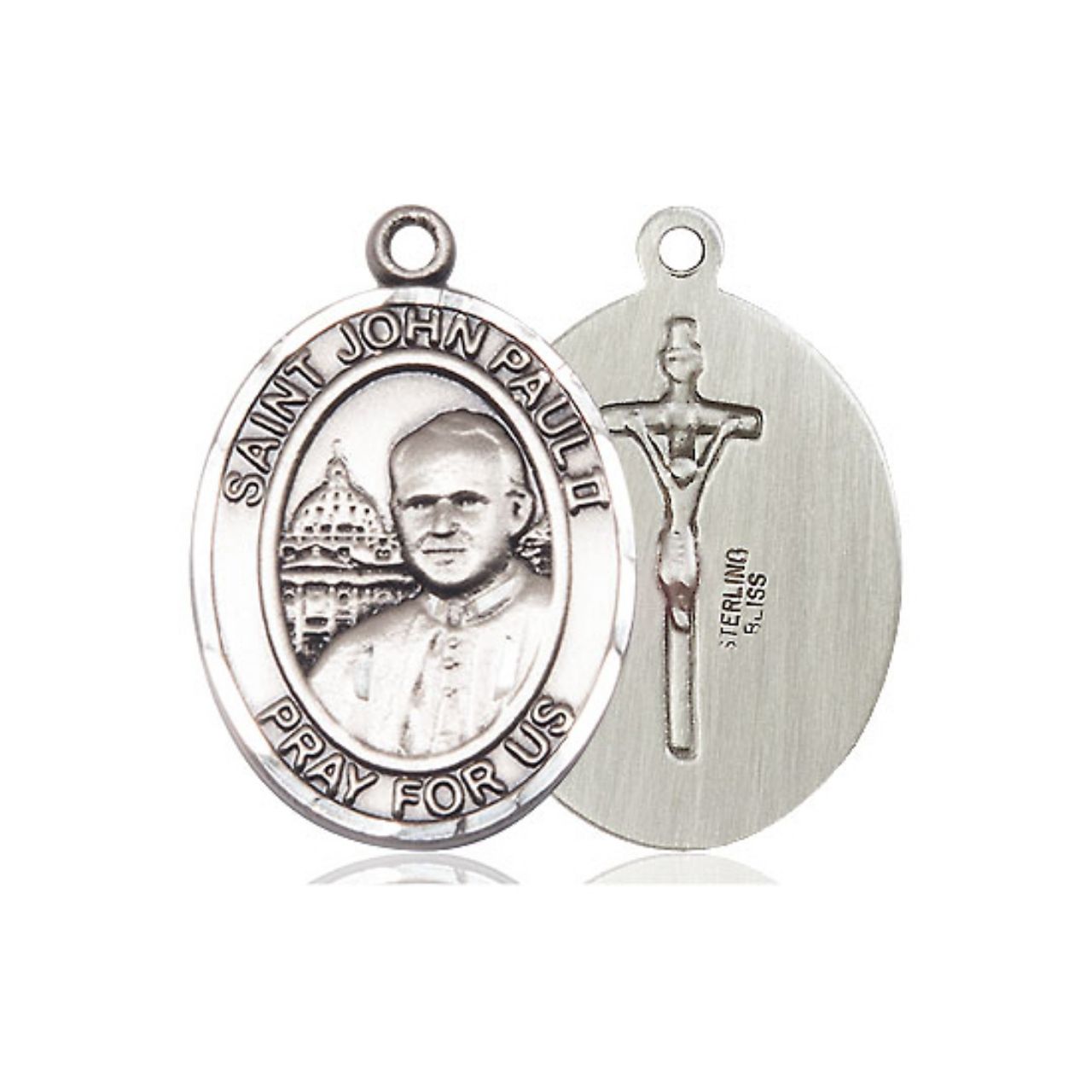St John Paul II Medal - Sterling Silver Oval Pendant (3 Sizes)