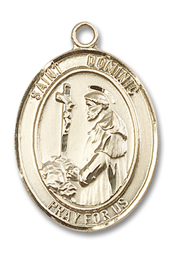 St. Dominic Medal - 14kt Gold Oval Pendant (3 Sizes)