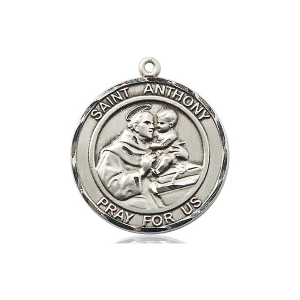 St. Anthony Medal - Sterling Silver Round Pendant (2 Sizes)