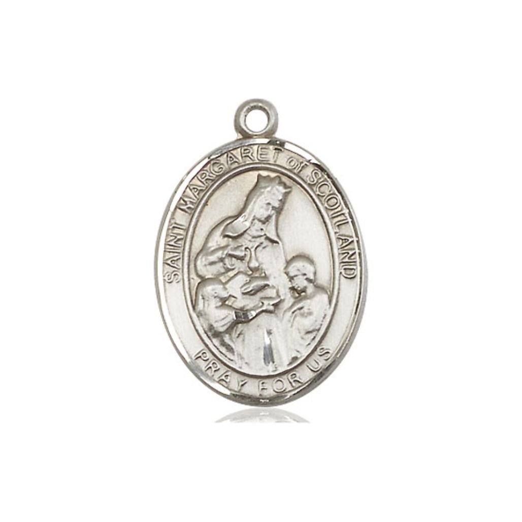 St. Margaret of Scotland Medal - Sterling Silver Oval Pendant (3 Sizes)