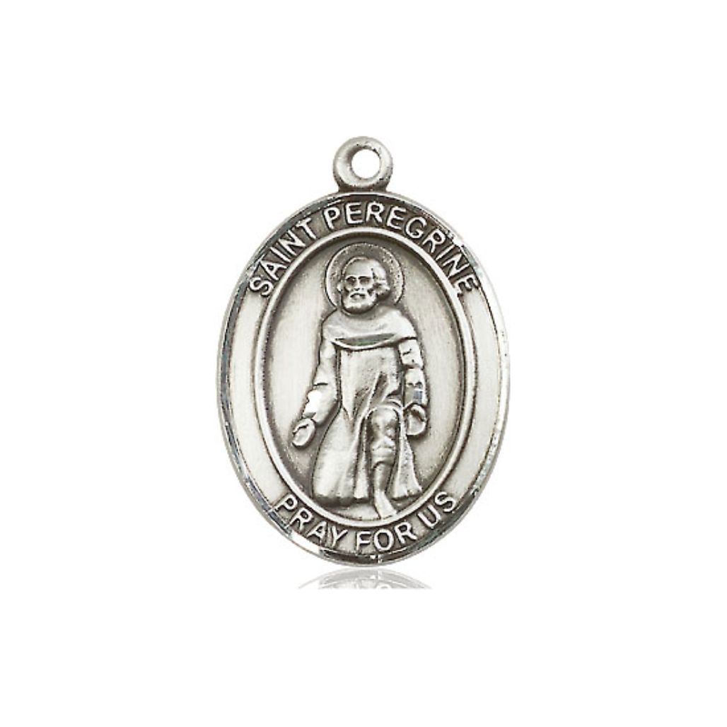 St. Peregrine Medal - Sterling Silver Oval Pendant (3 Sizes)