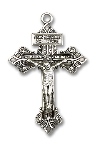 Oversized Pardon Crucifix Pendant - Sterling Silver 2 1/8