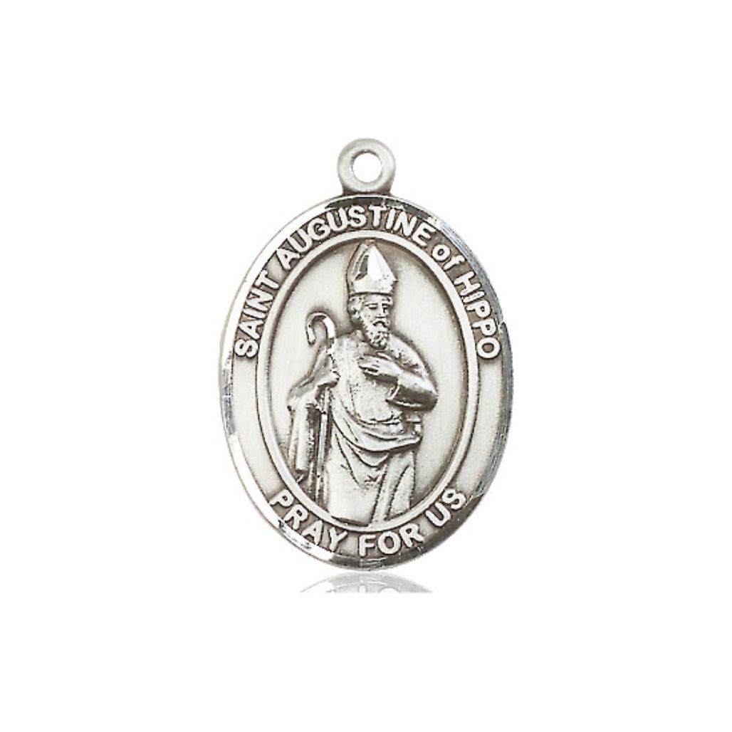 St. Augustine of Hippo Medal - Sterling Silver Oval Pendant (3 Sizes)