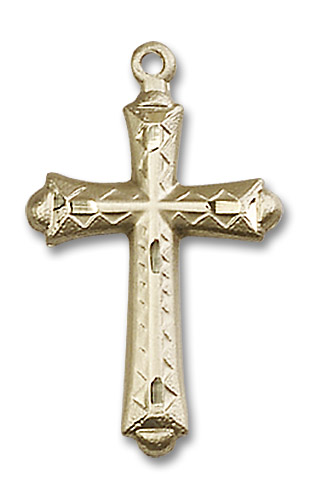 Embellished Large Cross Pendant - 14kt Gold 1 1/8" x 5/8" (6007)