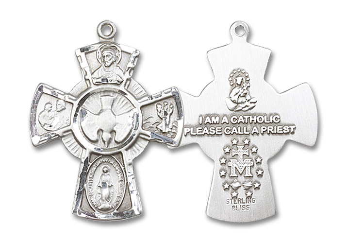 Large 5-Way Medal - Sterling Silver 1 1/8