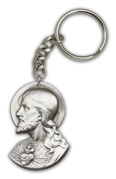 Sacred Heart of Jesus Keychain - Silver Finish