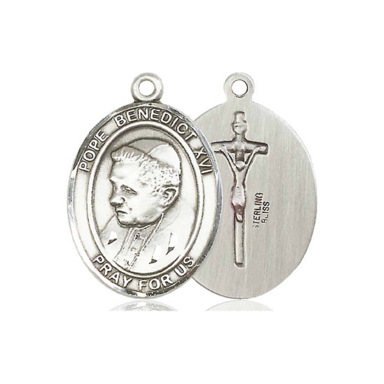 Pope Benedict XVI Medal - Sterling Silver Oval Pendant (3 Sizes)