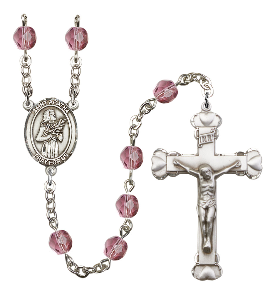 St. Agatha Rosary - 6MM Fire Polished Beads (8003SS)