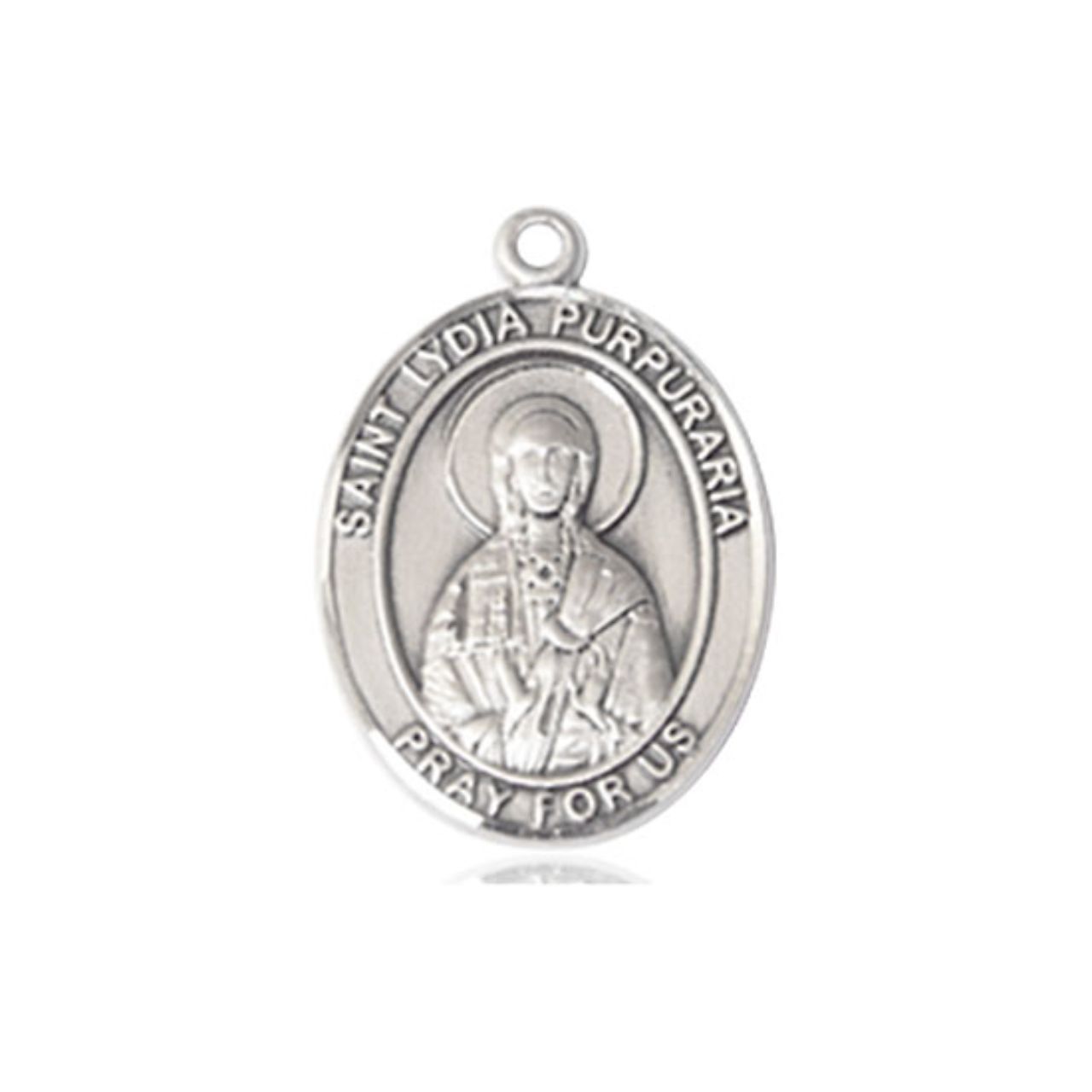 St. Lydia Purpuraria Medal - Sterling Silver Oval Pendant (3 Sizes)