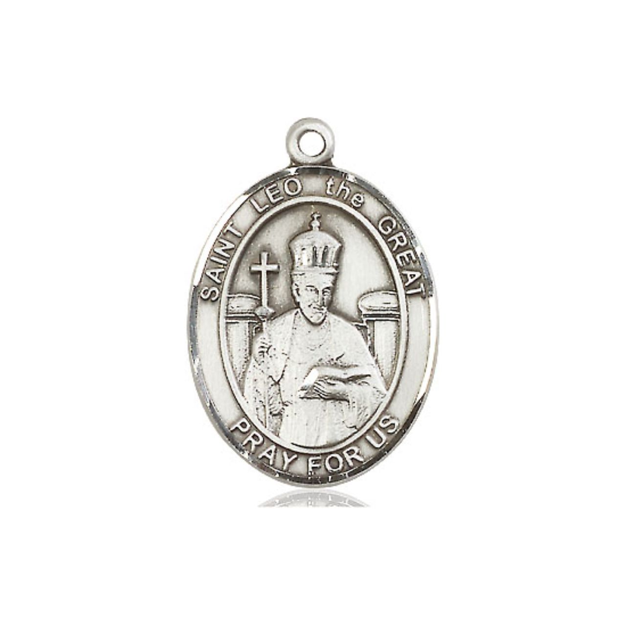 St. Leo The Great Medal - Sterling Silver Oval Pendant (3 Sizes)