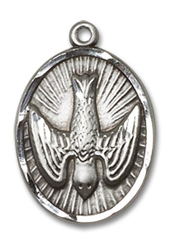 Holy Spirit Medal - Sterling Silver Oval Pendant (2 Sizes)