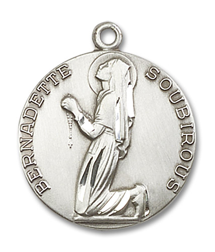 St. Bernadette Soubirous Medal - Sterling Silver Round Pendant (2 Sizes)