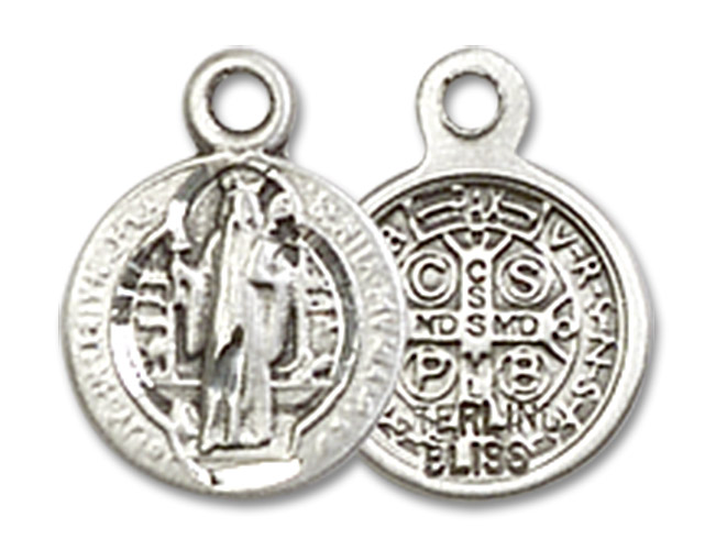 St. Benedict Medal Charm - Sterling Silver Round Pendant (2341SS)