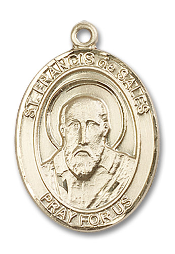 St. Francis De Sales Medal - 14kt Gold Oval Pendant (3 Sizes)