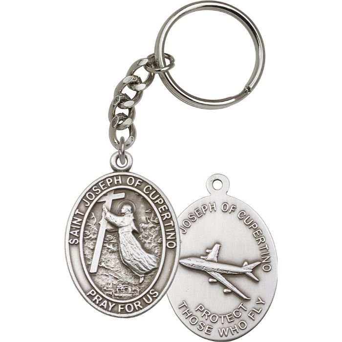 St. Joseph of Cupertino Pilot Keychain - Silver Finish