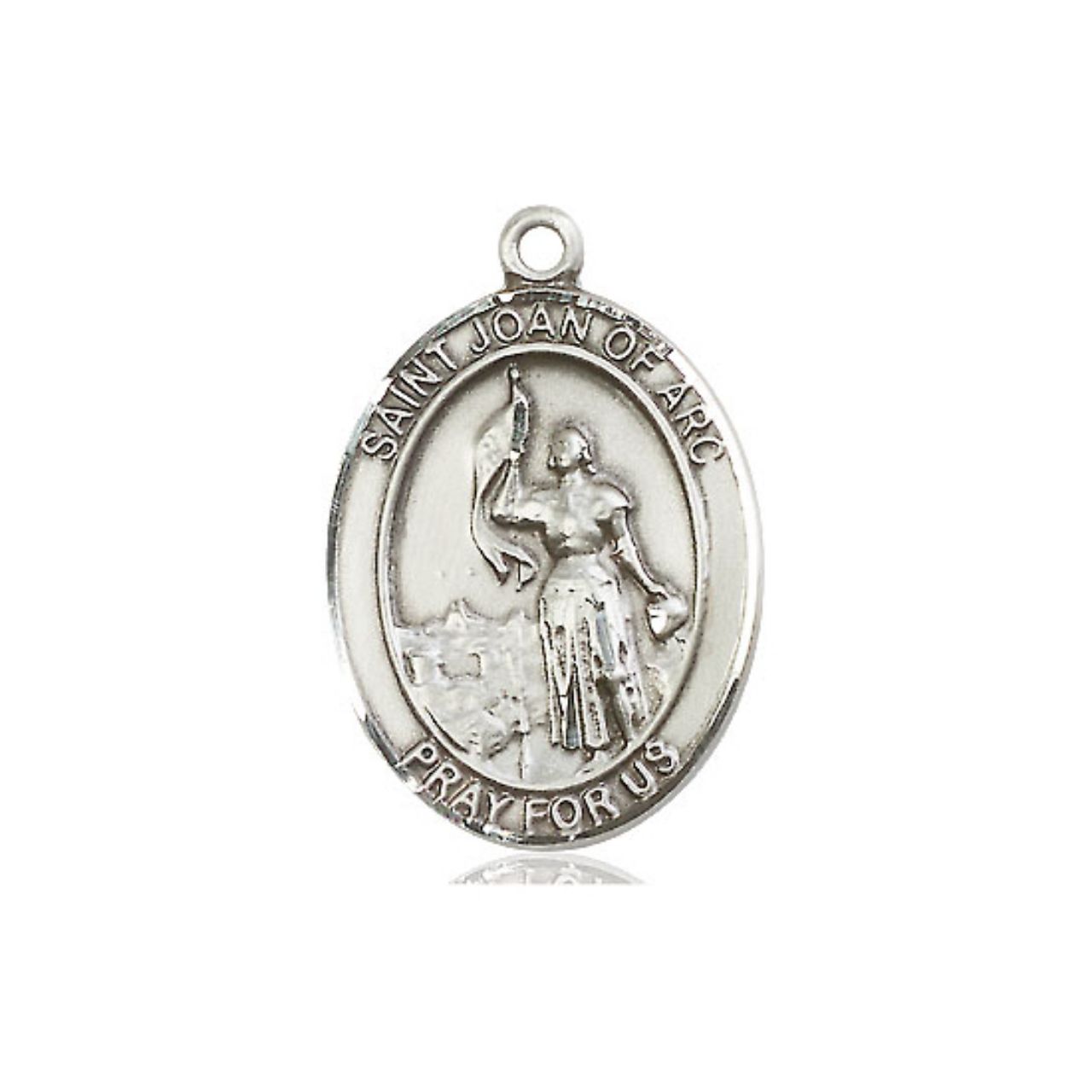St. Joan of Arc Medal - Sterling Silver Oval Pendant (3 Sizes)