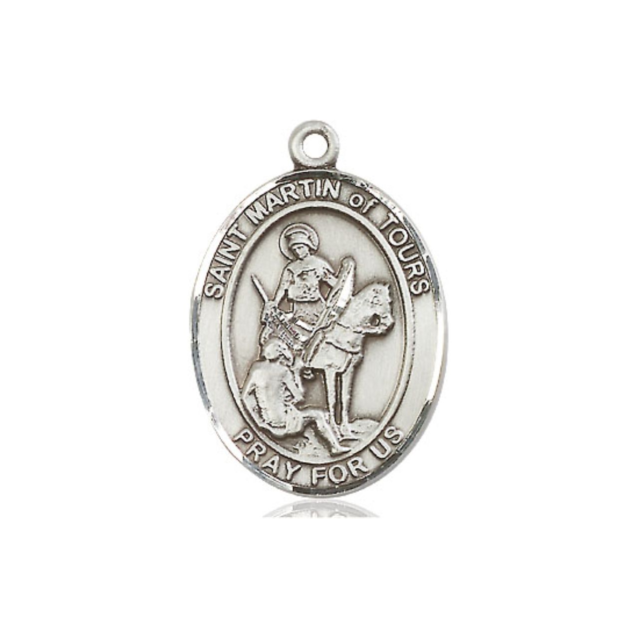 St. Martin of Tours Medal - Sterling Silver Oval Pendant (3 Sizes)