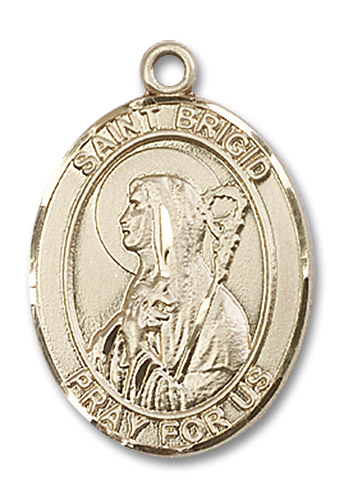 St. Brigid Medal - 14kt Gold Oval Pendant (3 Sizes)