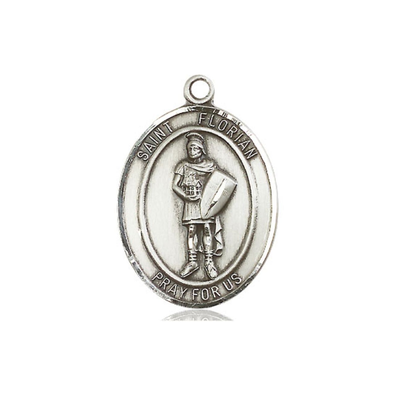 St. Florian Medal - Sterling Silver Oval Pendant (3 Sizes)