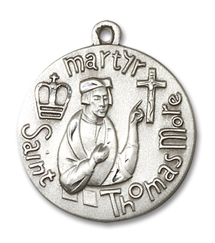 St. Thomas More Martyr Medal - Sterling Silver Round Pendant (2 Sizes)