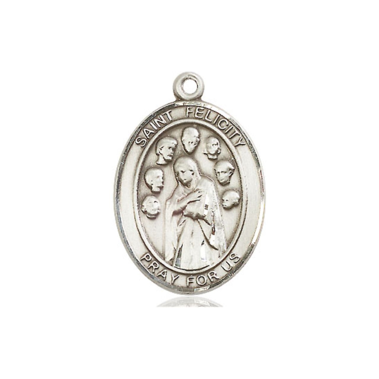 St. Felicity Medal - Sterling Silver Oval Pendant (3 Sizes)