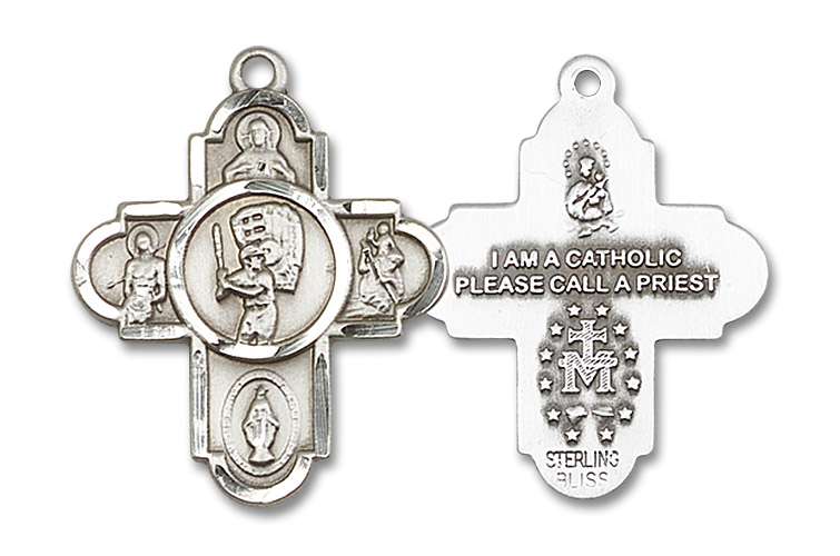 Baseball 5-Way Medal - Sterling Silver 1 1/8