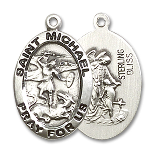 St. Michael & Guardian Angel Medal - Sterling Silver 3/4