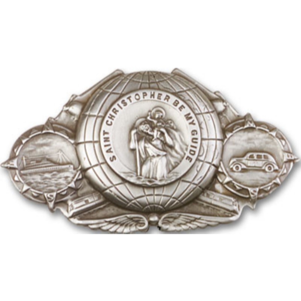 St. Christopher Visor Clip - Silver Finish (1019V)