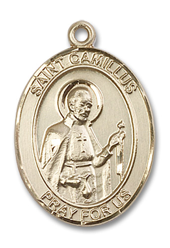 St. Camillus Medal - 14kt Gold Oval Pendant (3 Sizes)