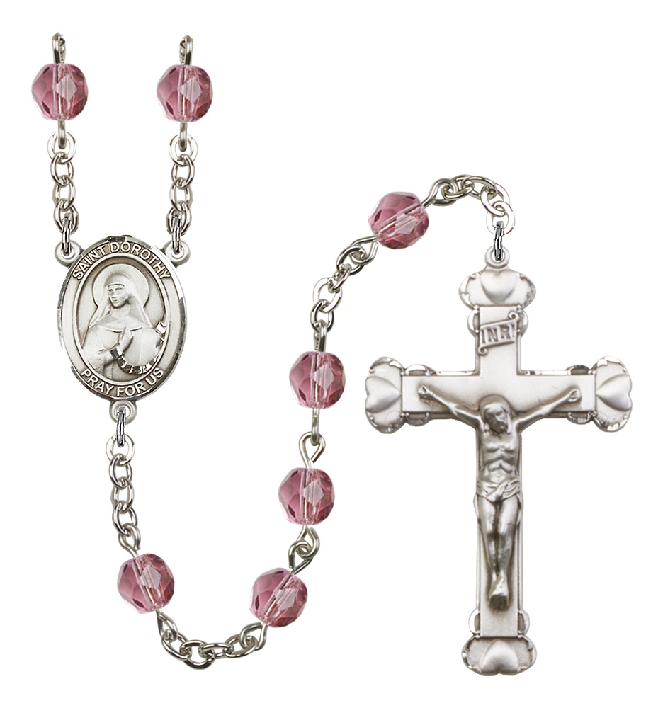 St. Dorothy Rosary - 6MM Fire Polished Beads (8023SS)