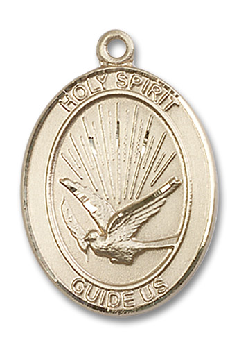 Holy Spirit Medal - 14kt Gold Oval Pendant (3 Sizes)