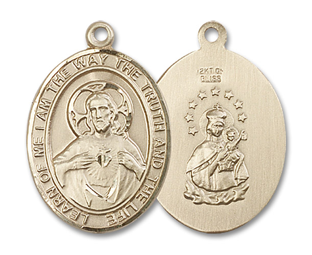 Scapular Medal - 14kt Gold Oval Pendant (3 Sizes)