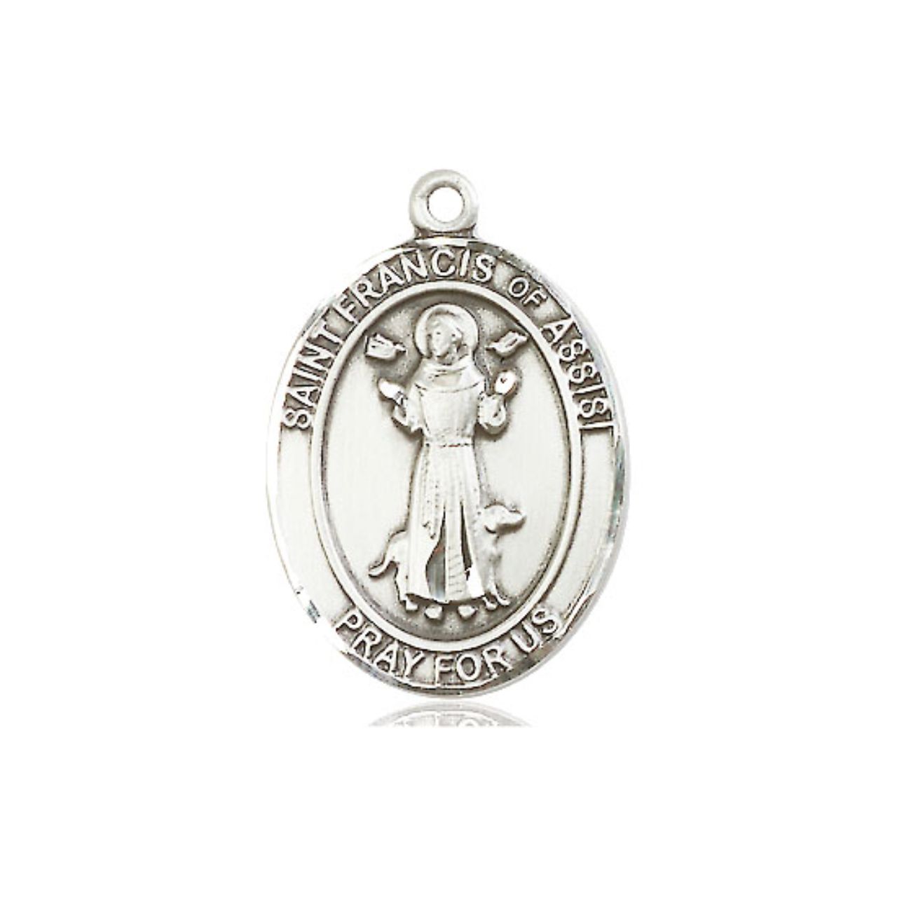 St. Francis of Assisi Medal - Sterling Silver Oval Pendant (3 Sizes)