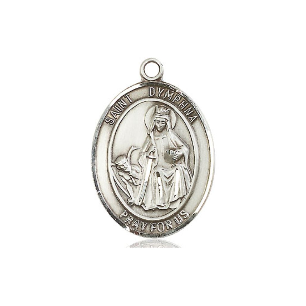 St. Dymphna Medal - Sterling Silver Oval Pendant (3 Sizes)