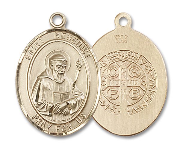 St. Benedict Medal - 14kt Gold Oval Pendant (3 Sizes)