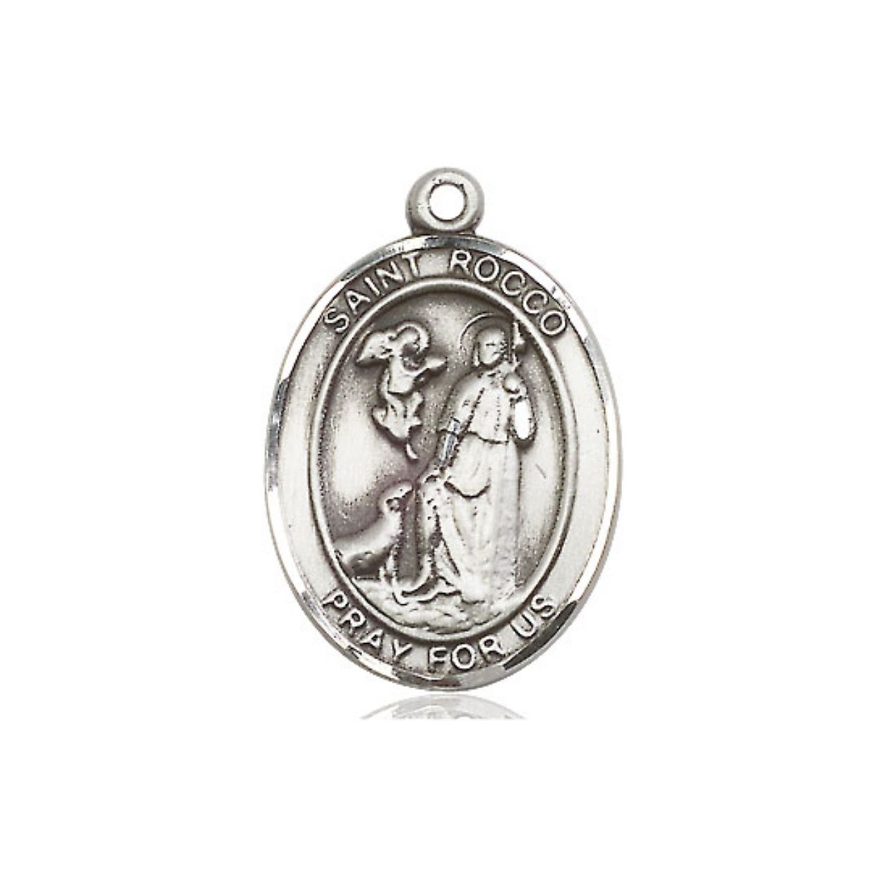 St. Rocco Medal - Sterling Silver Oval Pendant (3 Sizes)
