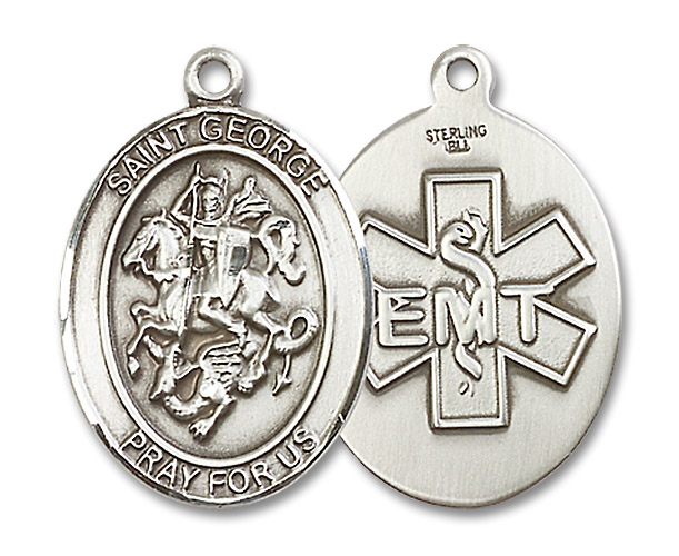 St. George Paramedic Medal - Sterling Silver Oval Pendant (2 Sizes)