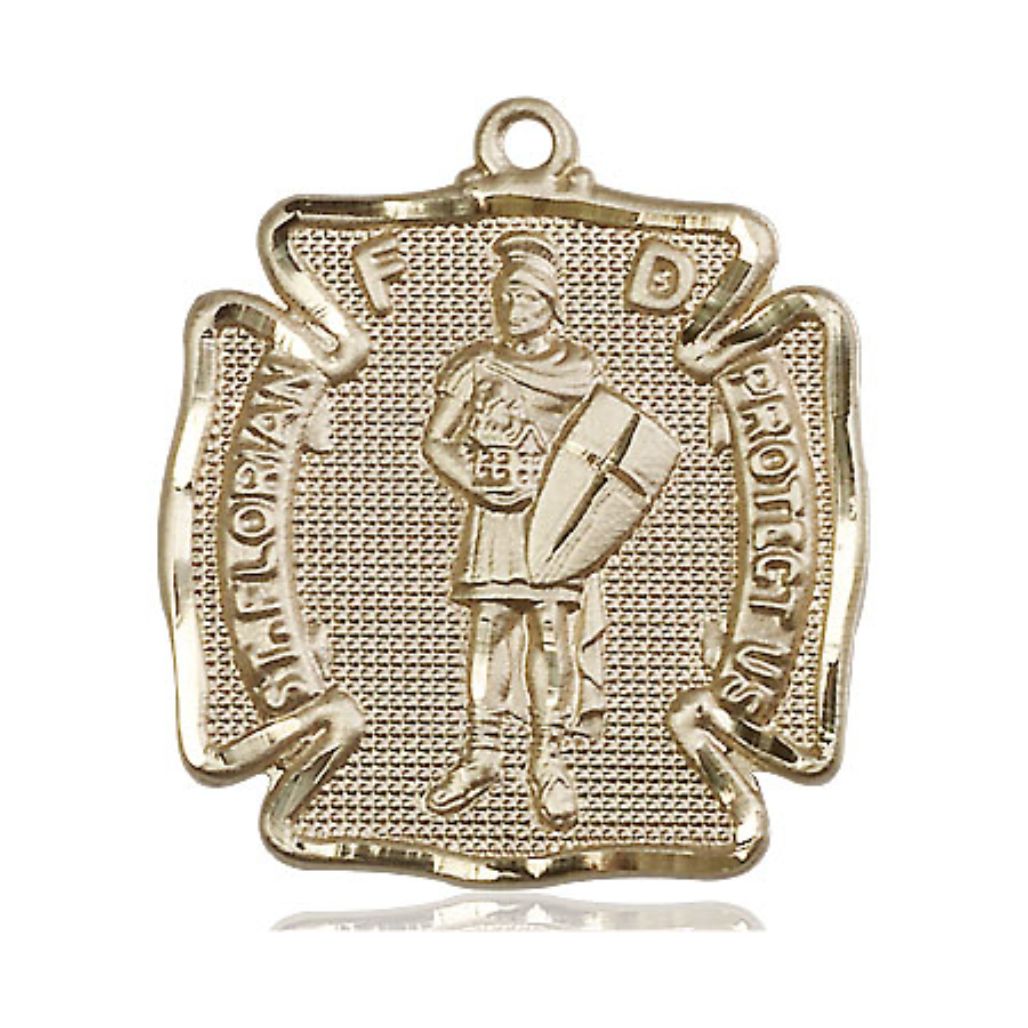 St. Florian Fire Department Cross Medal - 14kt Gold Pendant (2 Sizes)
