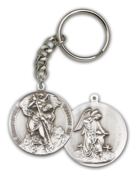 St. Christopher Keychain - Silver Finish 5867SRCS