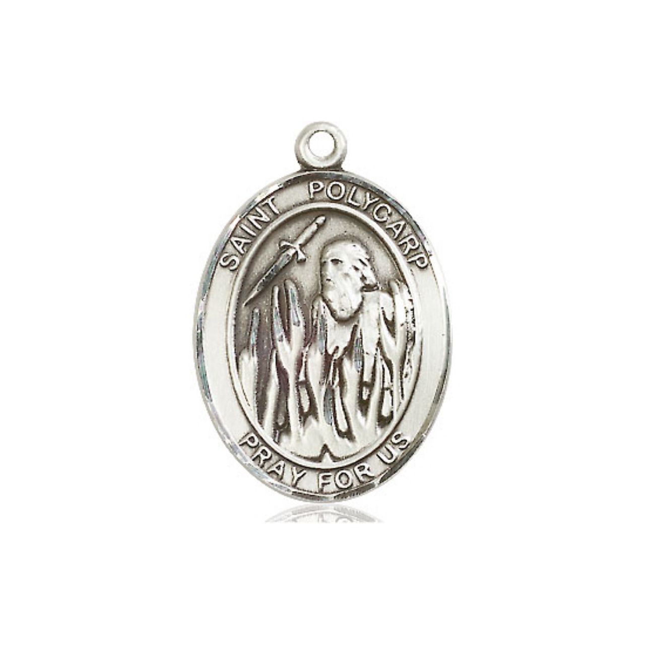 St. Polycarp Medal - Sterling Silver Oval Pendant (3 Sizes)