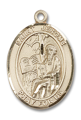 St. Jerome Medal - 14kt Gold Oval Pendant (3 Sizes)