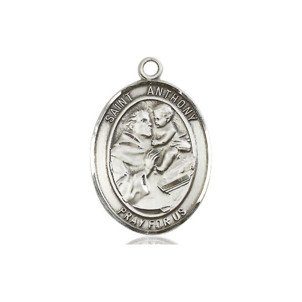 St. Anthony Medal - Sterling Silver Oval Pendant (3 Sizes)