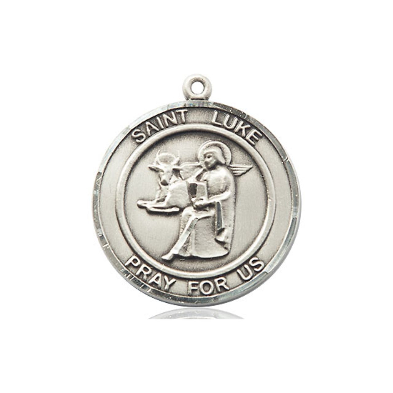 St. Luke Medal - Sterling Silver Round Pendant (2 Sizes)