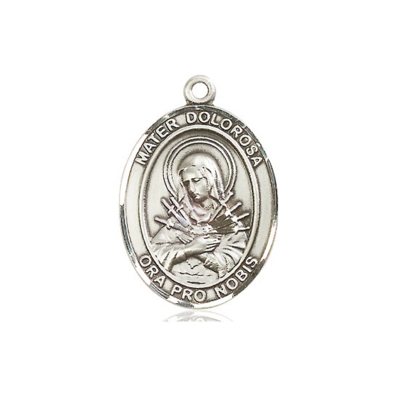 Our Lady of Seven Sorrows Medal - Sterling Silver Oval Pendant (3 Sizes)