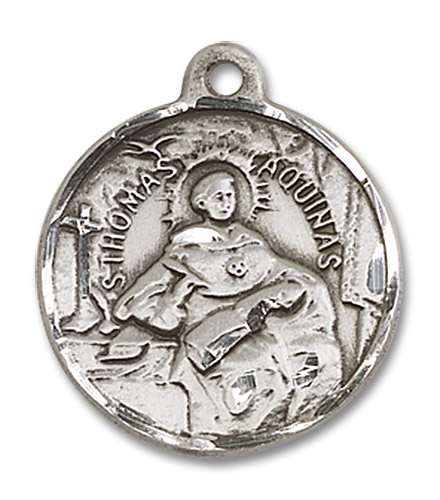 St. Thomas Aquinas Medal - Sterling Silver 7/8" x 3/4" Round Pendant (0956SS)
